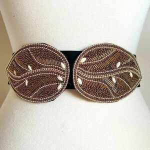 Elegant Brown Beaded Women's Belt
